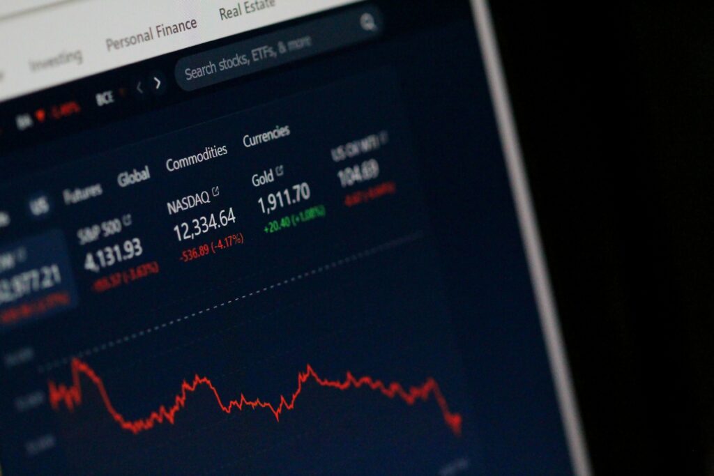 A stock market chart on a PC
