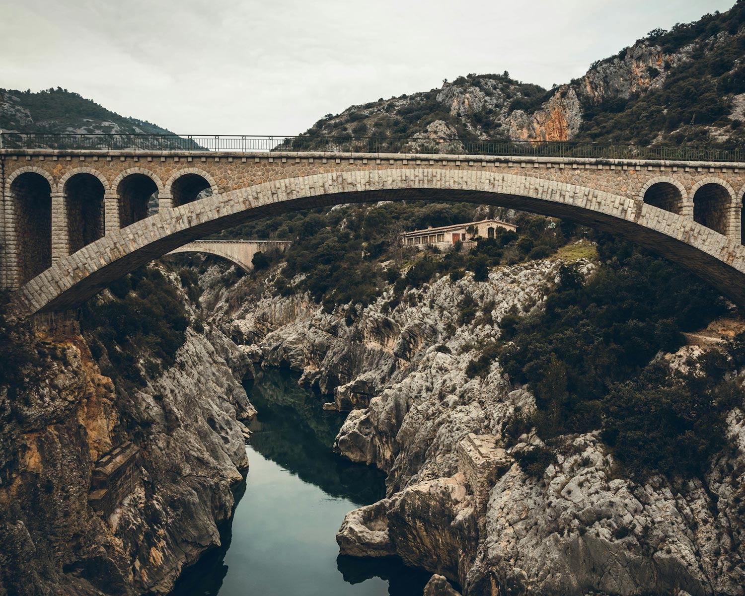 A bridge going across a chasm.