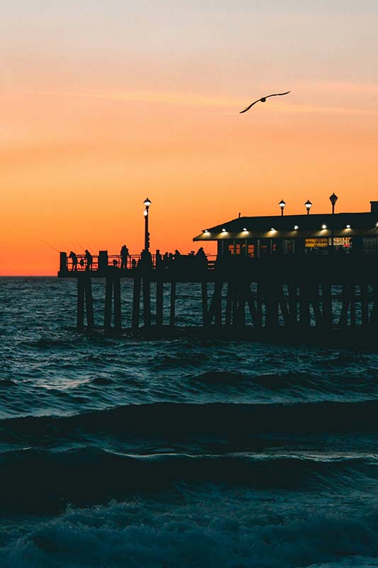 Redondo Beach pier at sunset.