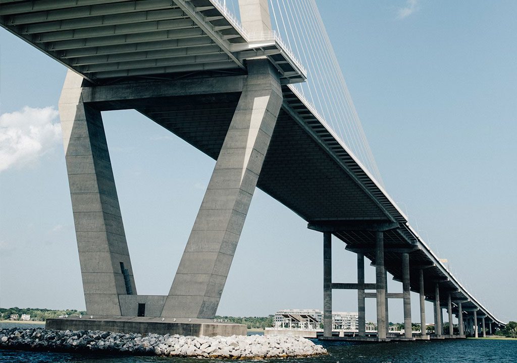 Suspension bridge over water